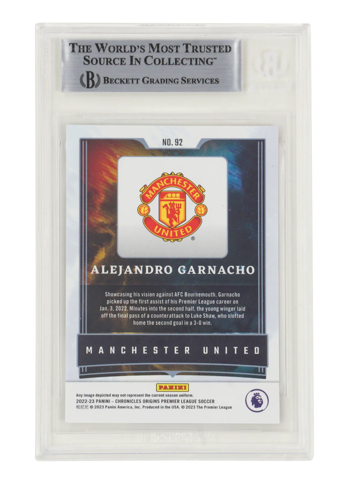 Alejandro Garnacho Signed 2022-23 Panini Chronicles Origins /99 - BGS Authentic - Image 2