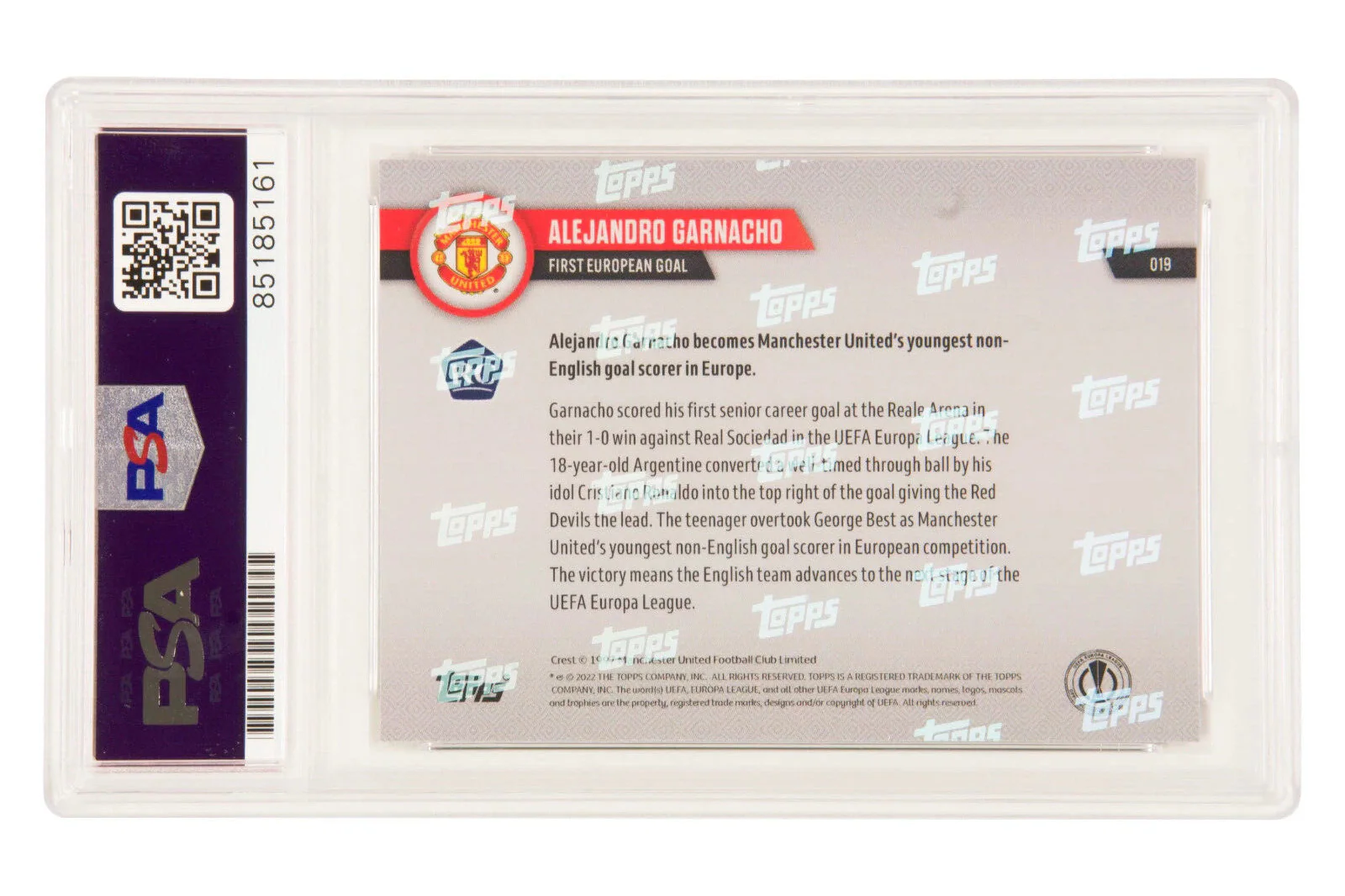Alejandro Garnacho Signed 2022-23 Topps Now First Goal Rookie Card – PSA 10 - Image 2