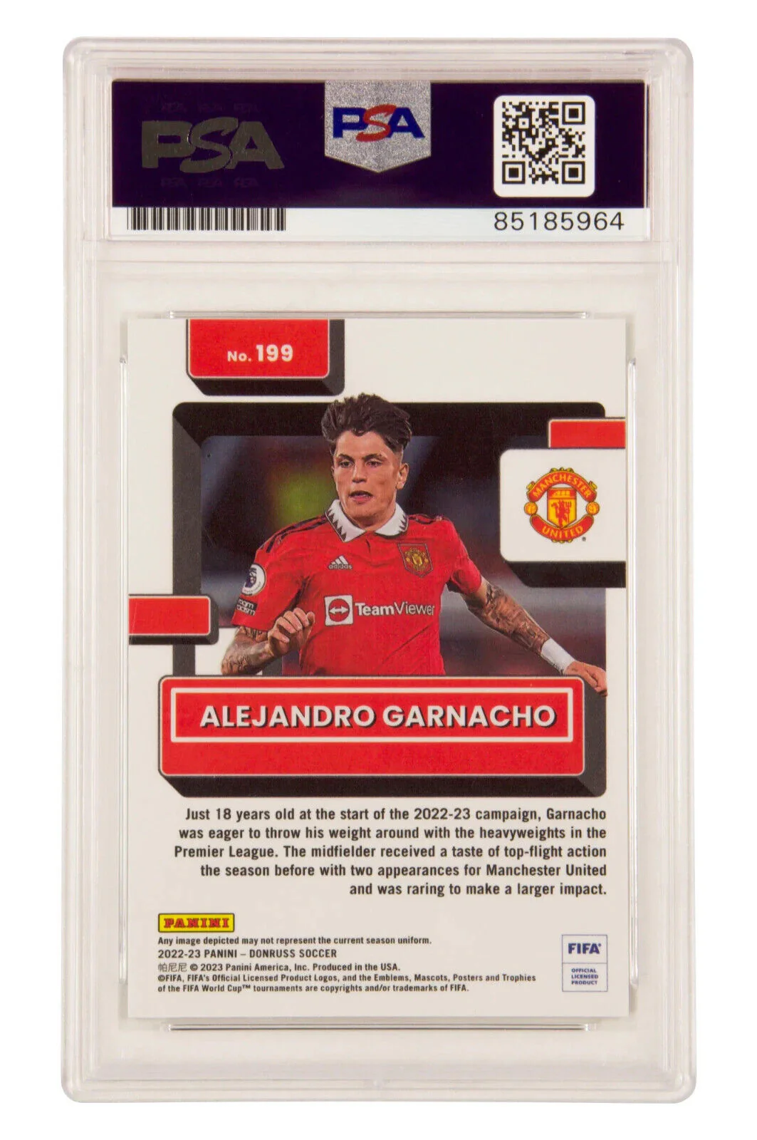 Alejandro Garnacho Signed 2022 Panini Donruss Optic Rated Rookie – PSA Authentic - Image 2