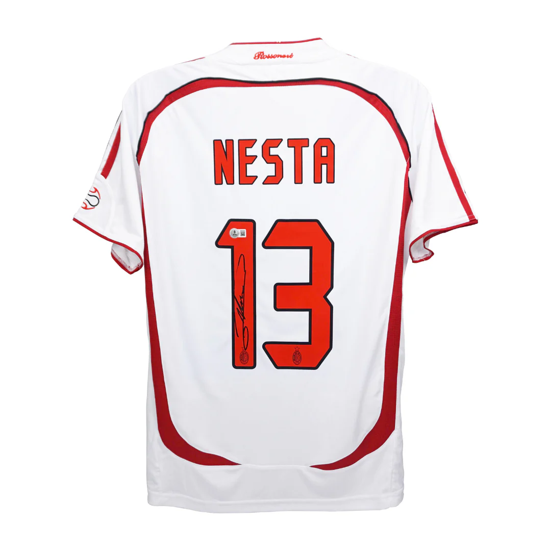 Framed Alessandro Nesta Signed AC Milan Away Soccer Jersey #13 with Beckett Witness - Image 3