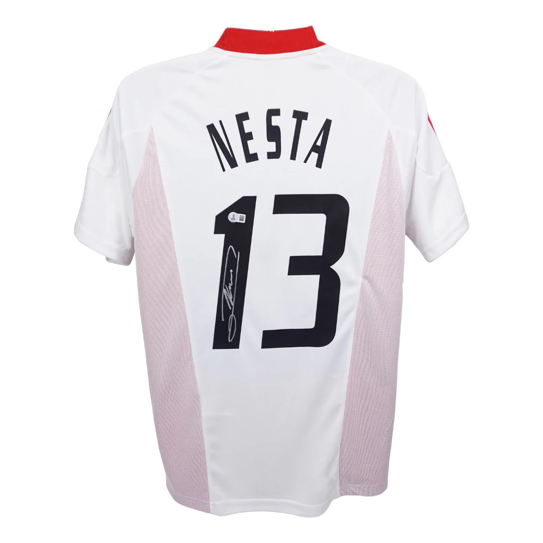 Framed Alessandro Nesta Signed AC Milan Soccer Jersey #13 with Beckett Witness - Image 3