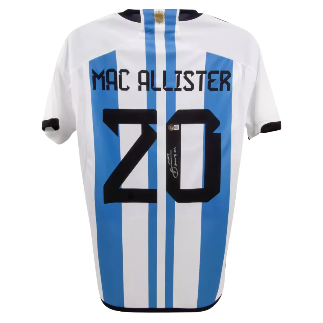Alexis Mac Allister Signed Argentina FC Home Soccer Jersey #20 with Beckett COA - Image 3