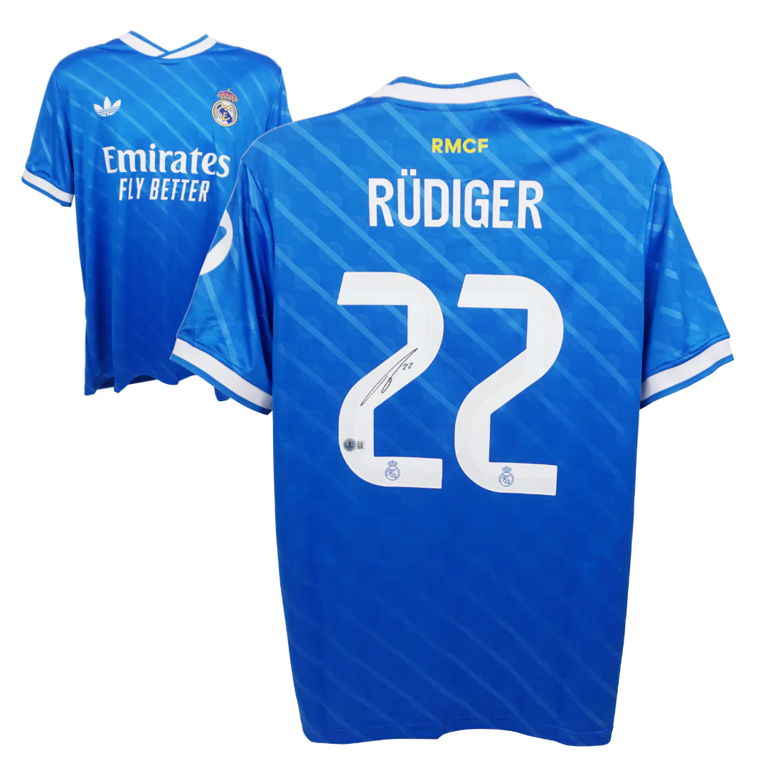 Antonio Rudiger Signed Real Madrid FC Away Soccer Jersey #22 with Beckett COA