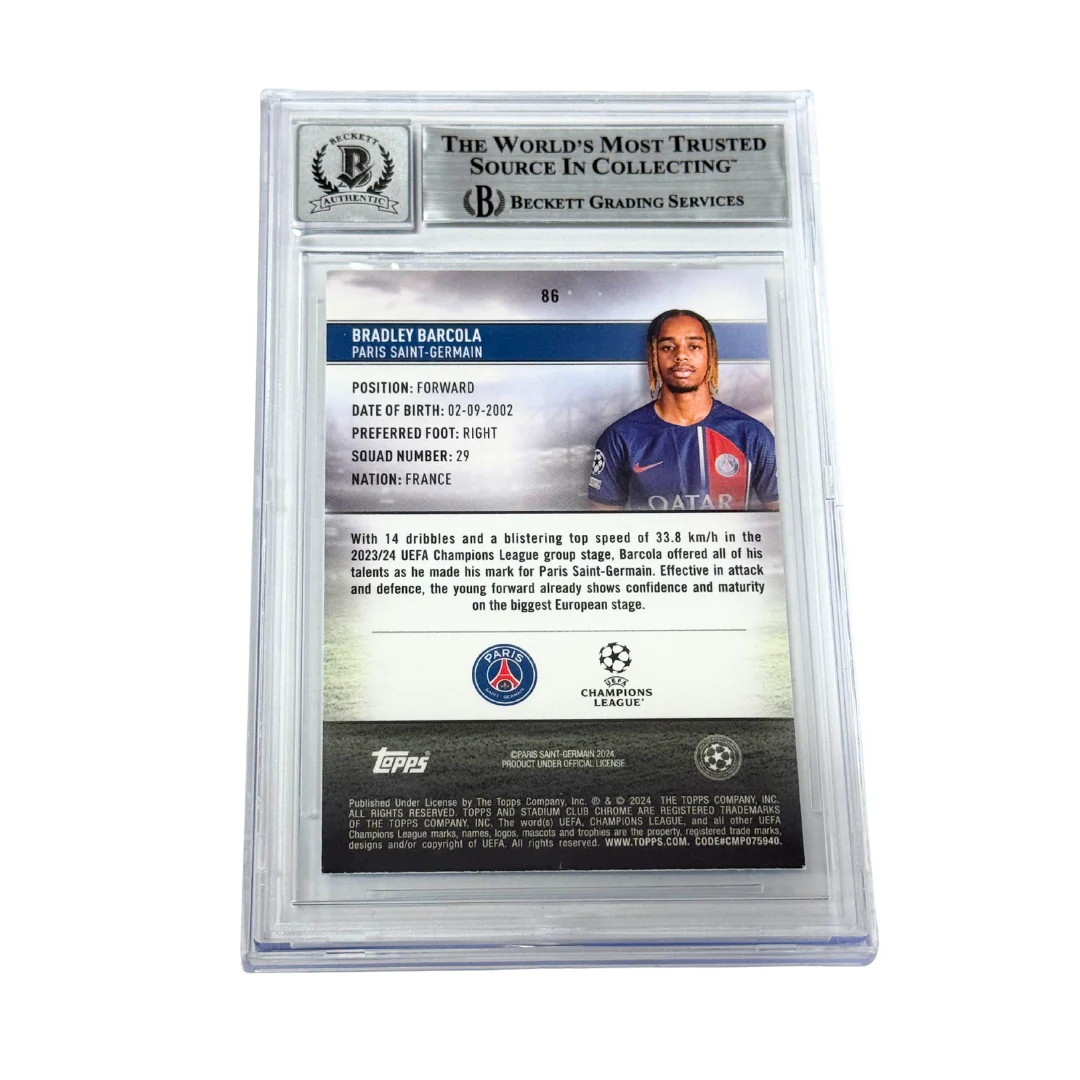 Bradley Barcola Signed 2023-24 Topps Stadium Club Chrome Members – BGS 10 Auto - Image 2
