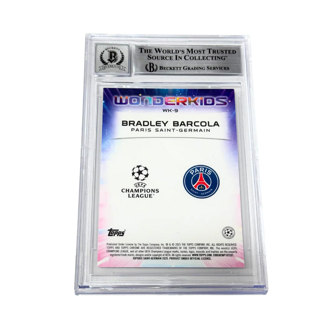 Bradley Barcola Signed 2024-25 Topps Chrome UCC Wonderkids – BGS 10 Autograph - Image 2