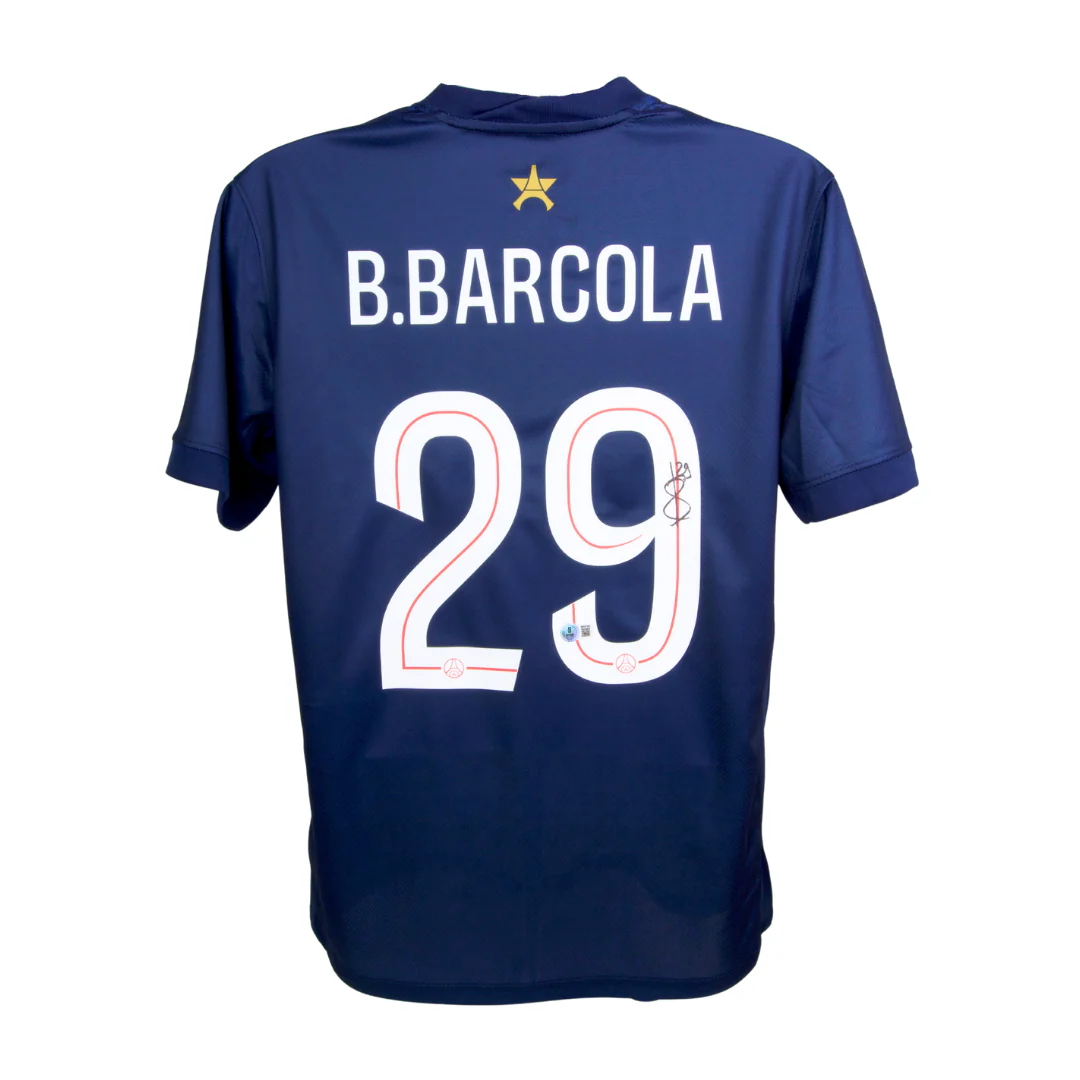Framed Bradley Barcola Signed PSG Home Soccer Jersey #29 with Beckett Witness - Image 3