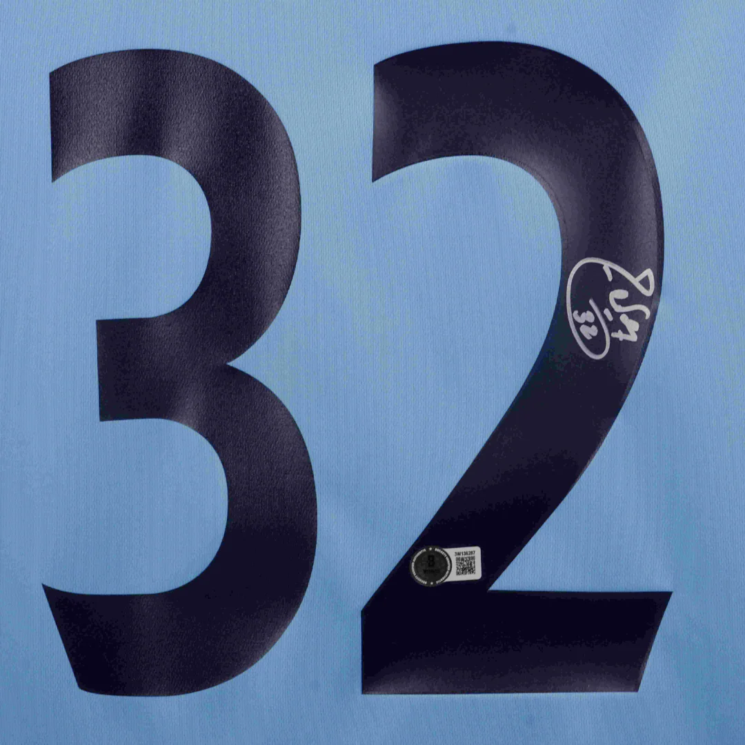 Framed Carlos Tevez Signed Manchester City Home Soccer Jersey #32 with Beckett Witness - Image 2