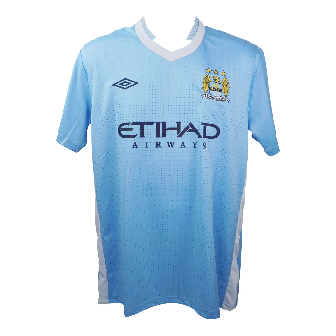 Framed Carlos Tevez Signed Manchester City Home Soccer Jersey #32 with Beckett Witness - Image 4