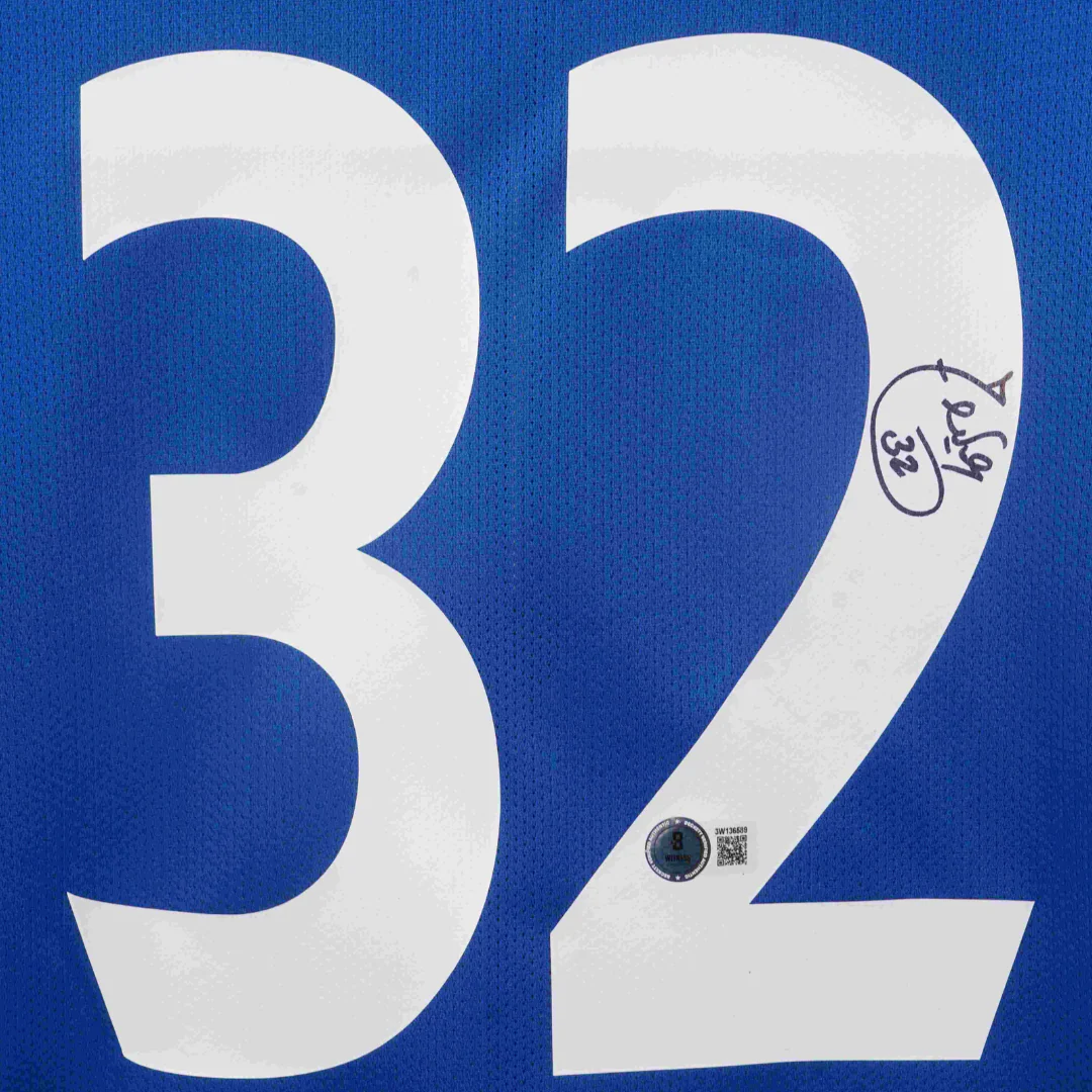Framed Carlos Tevez Signed Manchester Utd Away Soccer Jersey #32 with Beckett Witness - Image 2