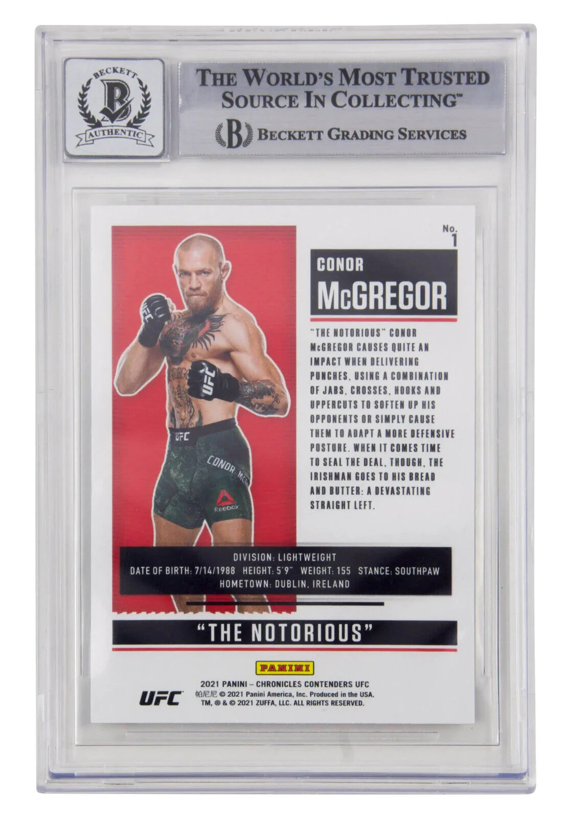 Conor McGregor Signed 2021 Panini Chronicle UFC Season Ticket – BGS 10 Autograph - Image 2