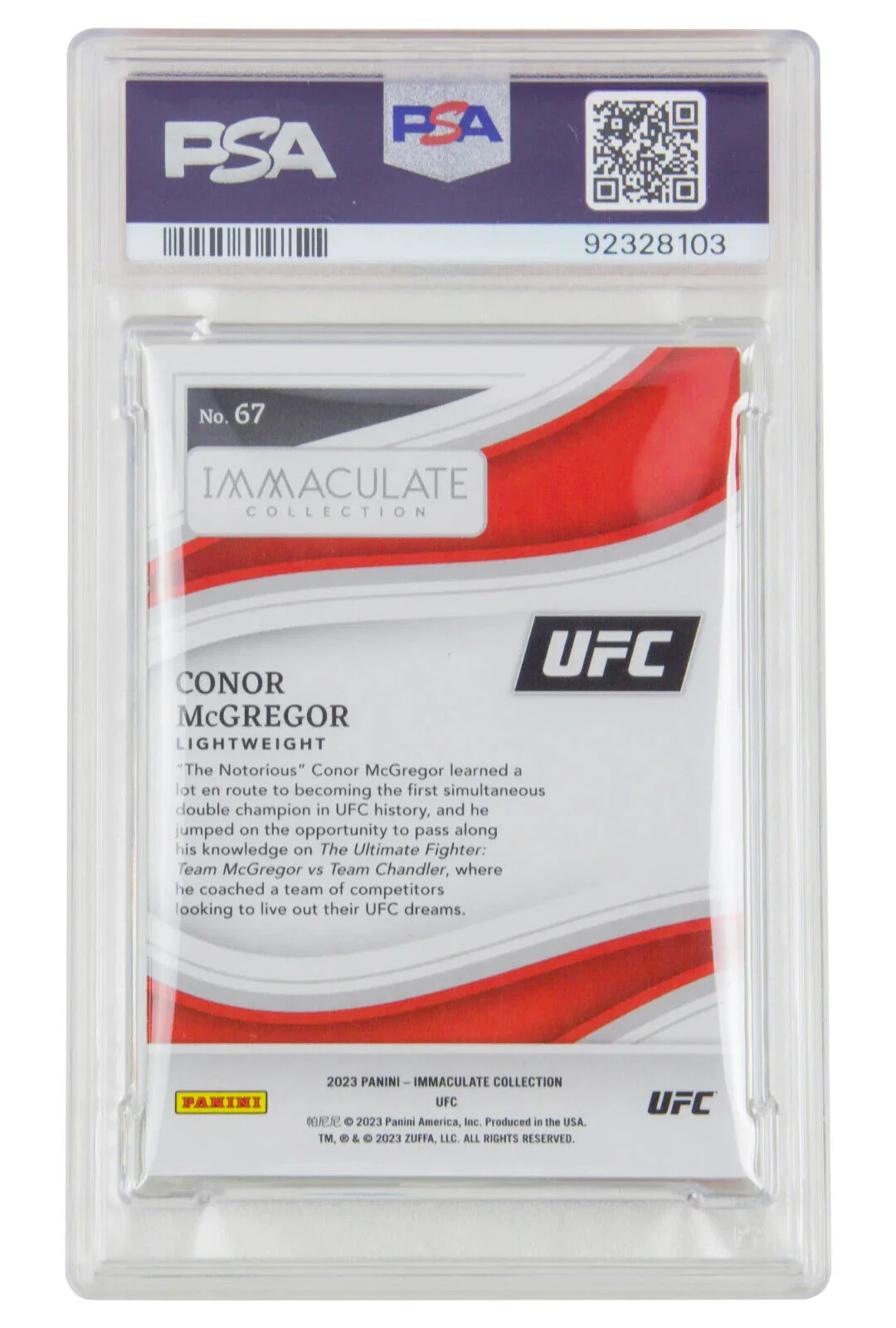Conor McGregor Signed 2023 Panini Immaculate UFC /50 – PSA 9 Autograph 10 - Image 2