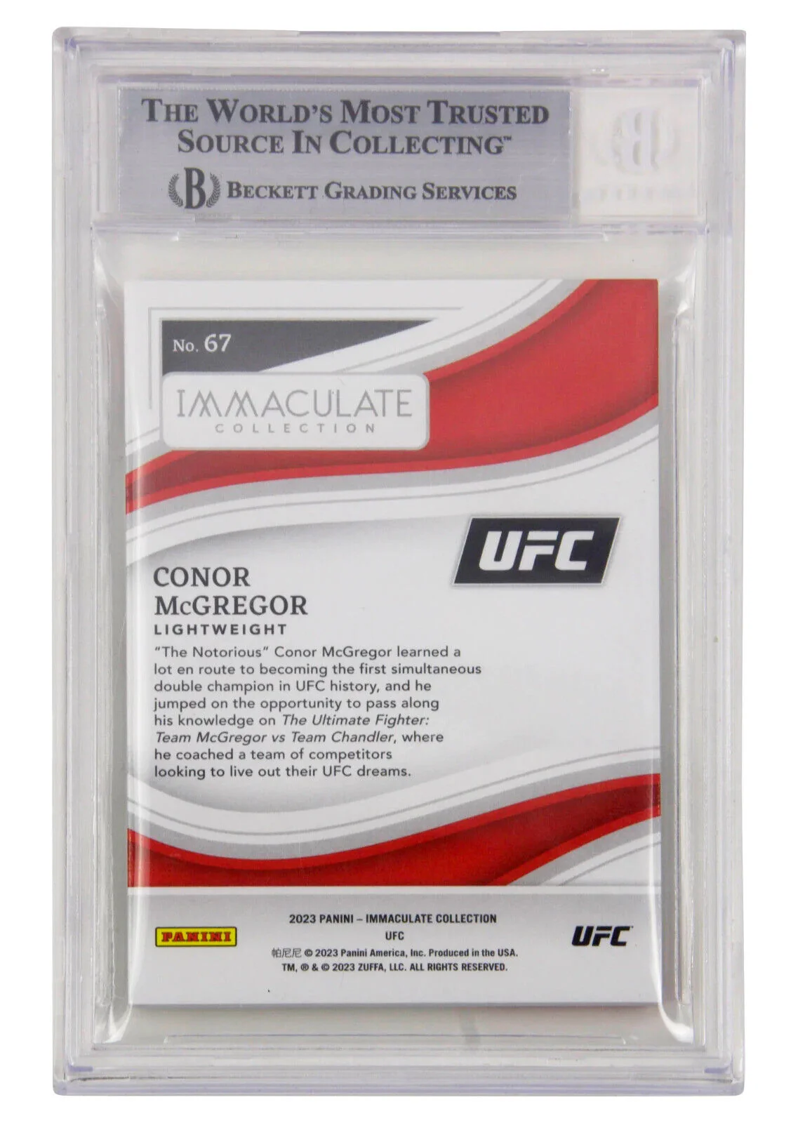 Conor McGregor Signed 2023 Panini Immaculate UFC Gold /10 – BGS Authentic - Image 2