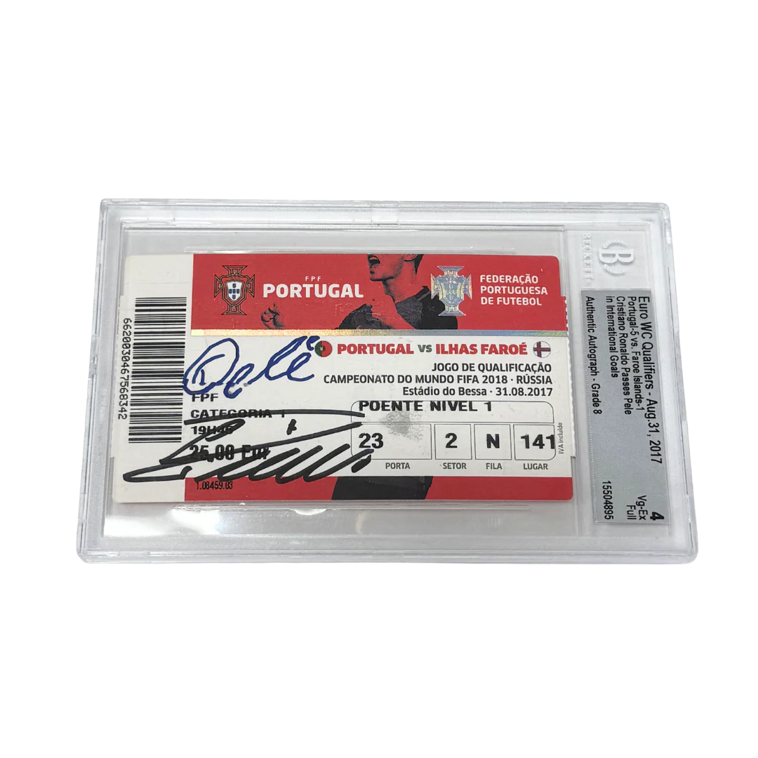 Cristiano Ronaldo & Pele Signed 2017 Ticket CR7 Passes Pele on Goals - BGS 4