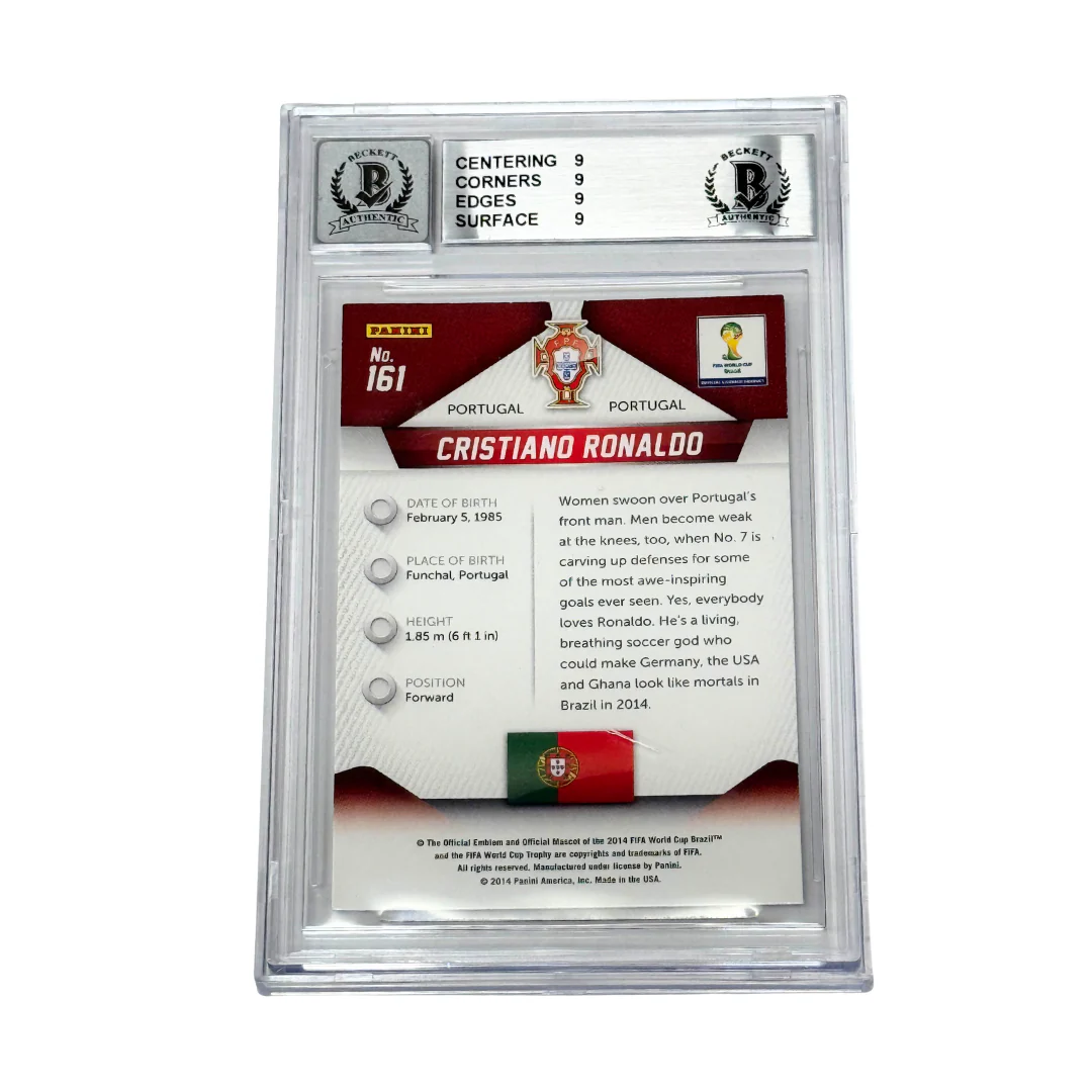 Cristiano Ronaldo Signed Panini 2014 Prizm World Cup #161 – BGS 9 AUTO 10 - Image 2