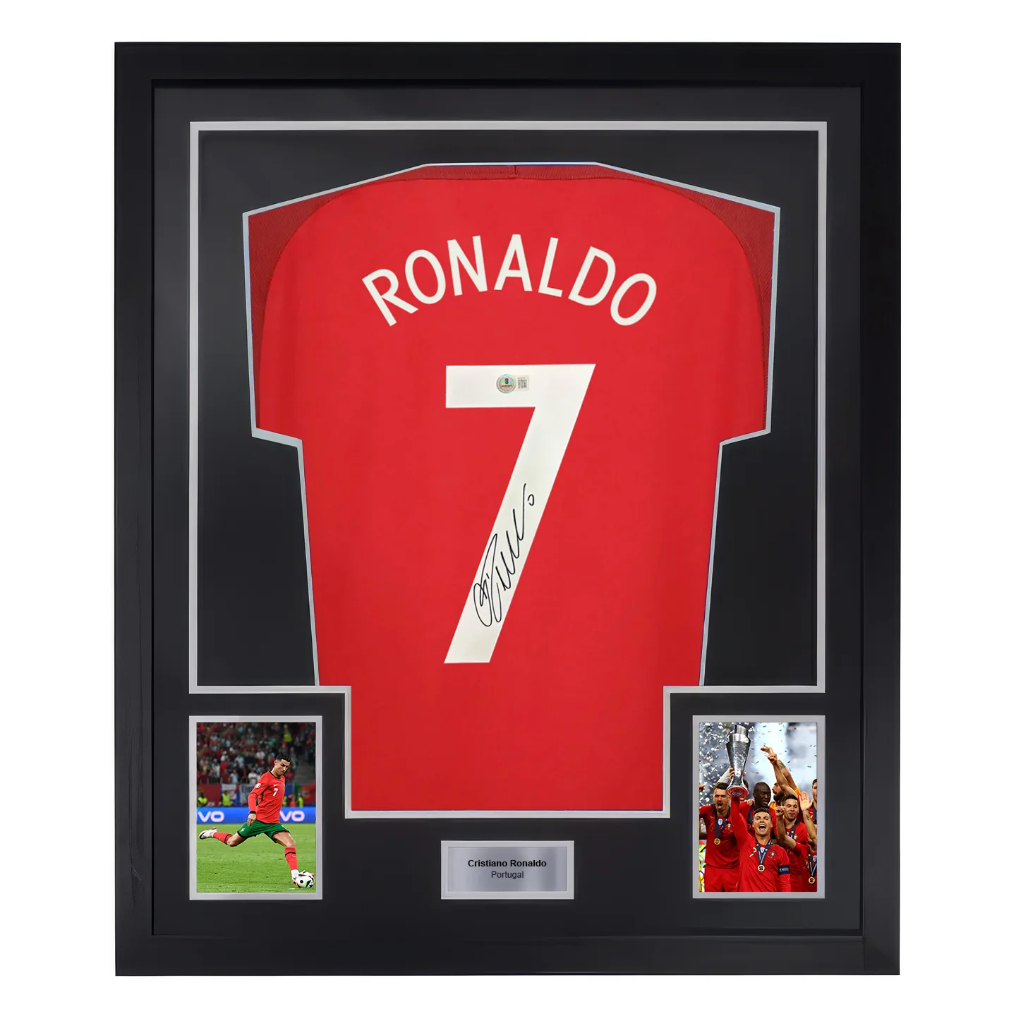 Framed Cristiano Ronaldo Signed Portugal 2016 EURO Final Soccer Jersey #7 with Beckett COA