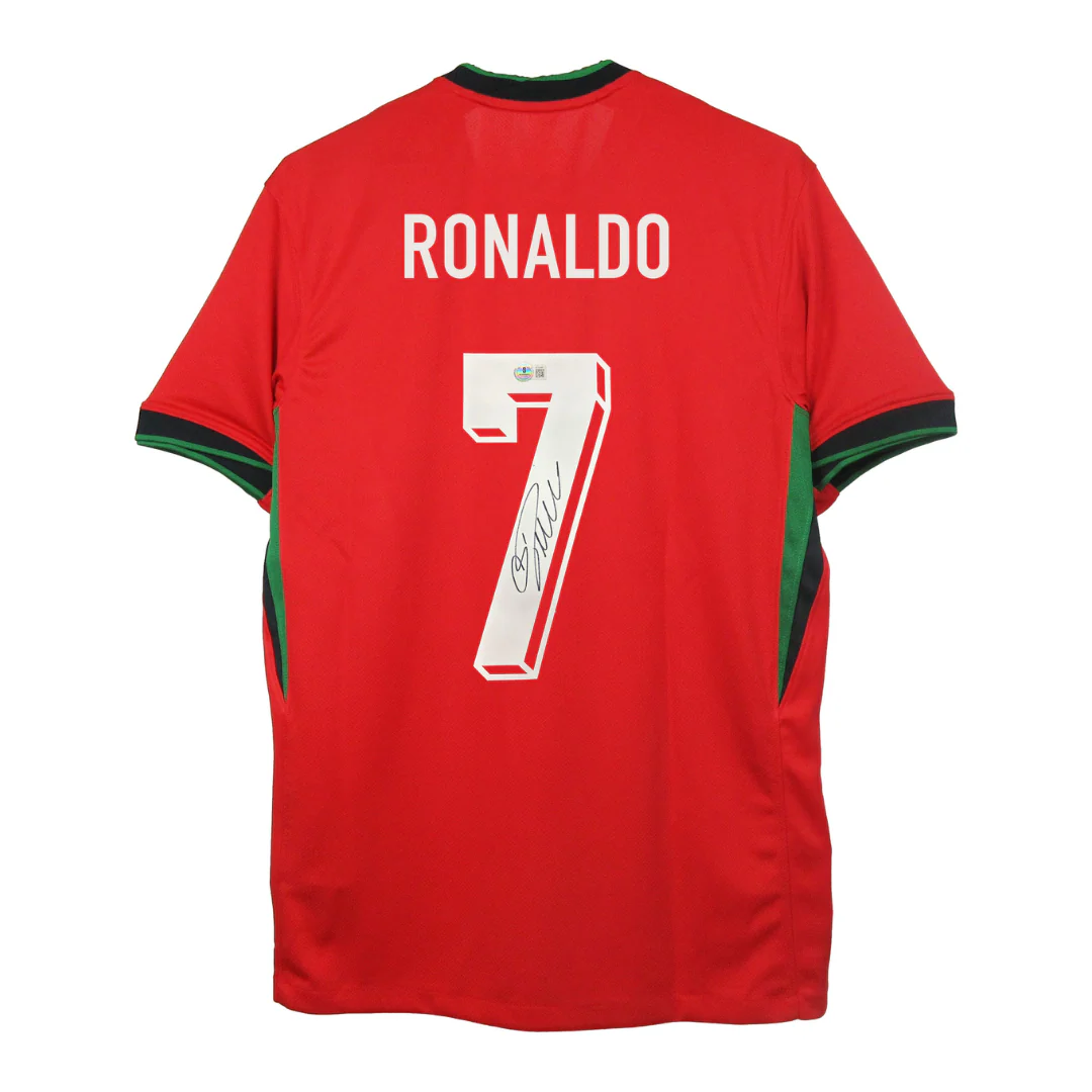Framed Cristiano Ronaldo Signed Portugal Home Soccer Jersey #7 with Beckett COA - Image 3