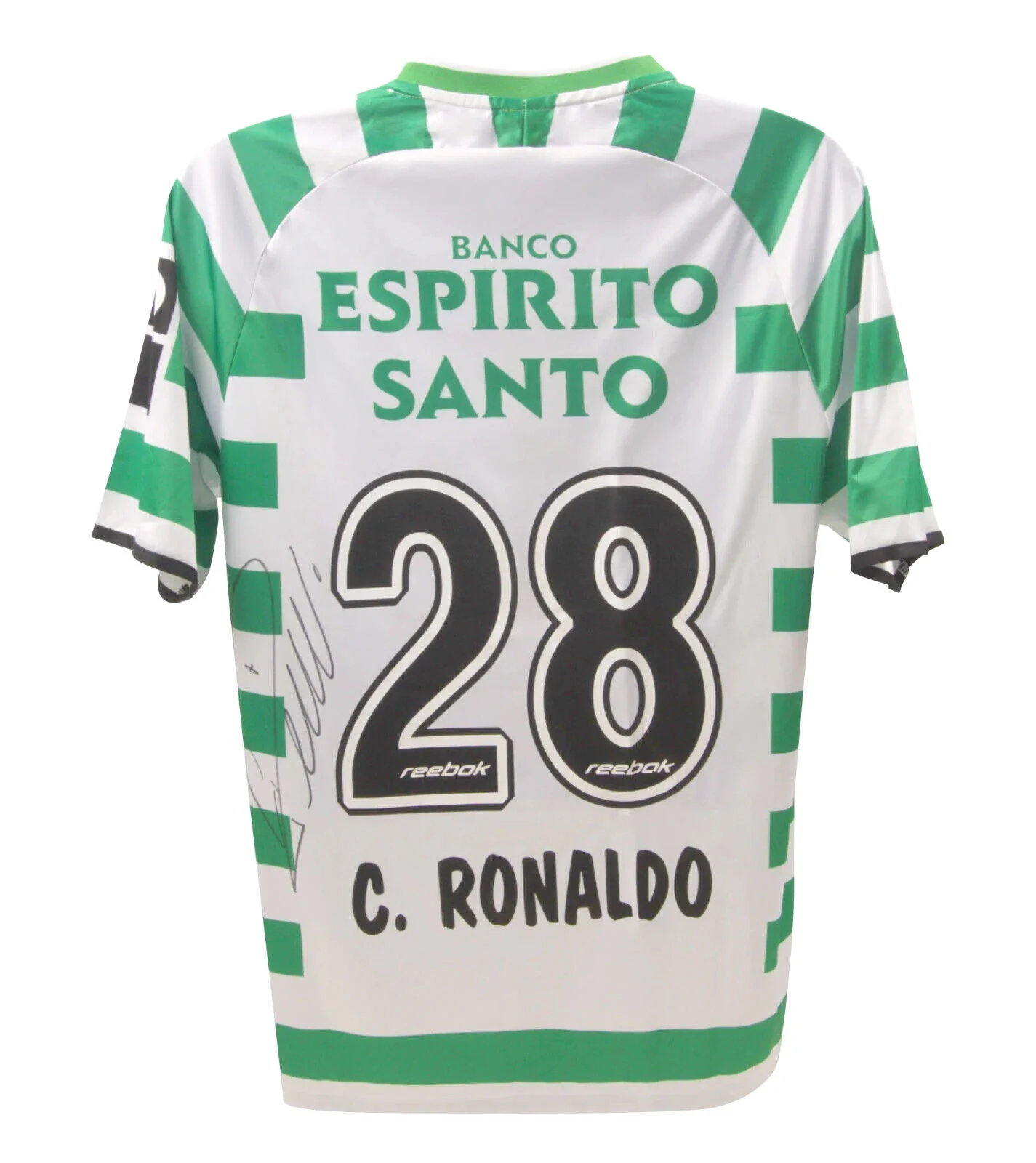 Cristiano Ronaldo Signed Sporting Lisbon Home Soccer Jersey #28 with Beckett LOA - Image 3