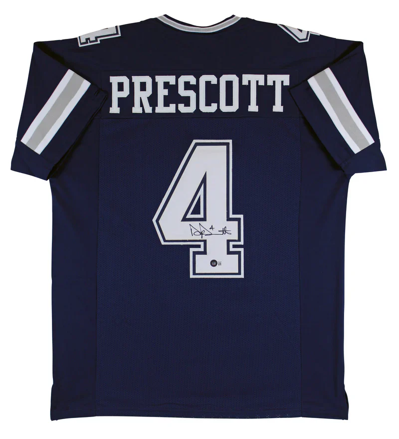 Dak Prescott Signed Navy Blue Pro Style Football Jersey with Beckett Witness - Image 2