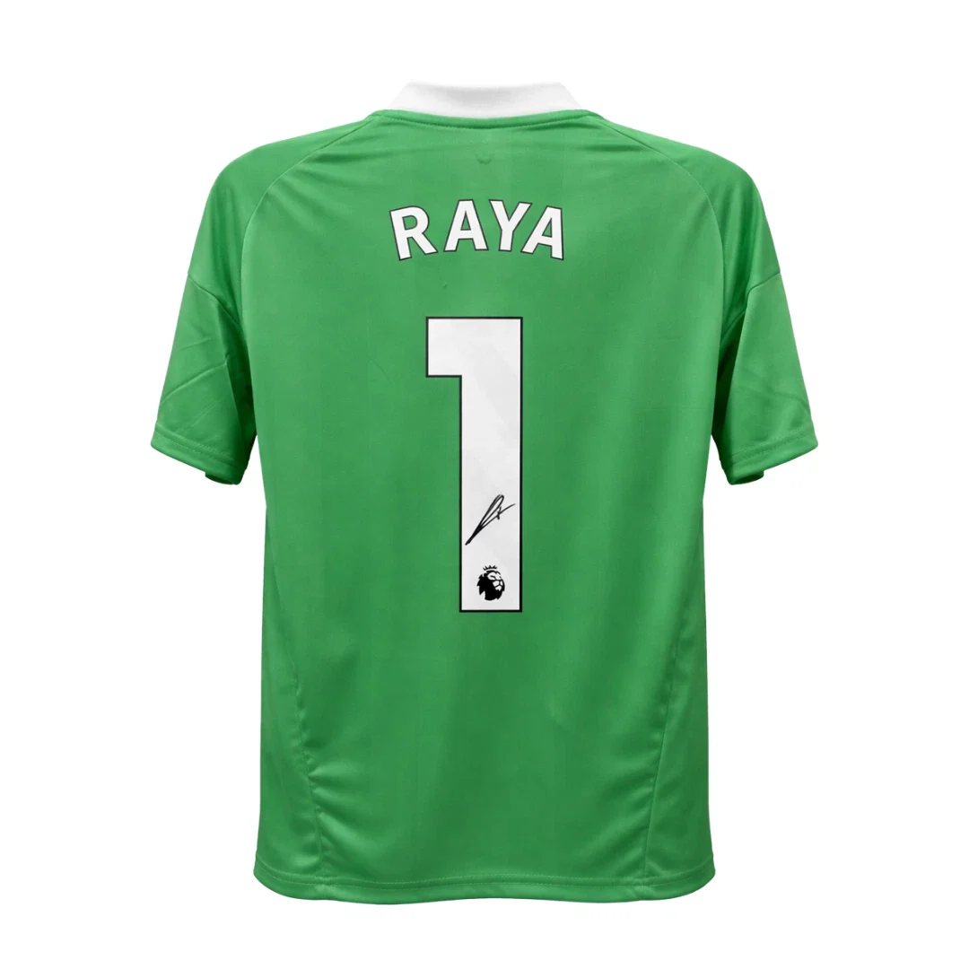 Framed David Raya Signed Arsenal Goalkeeper Away Soccer Jersey #1 with Beckett COA - Image 3