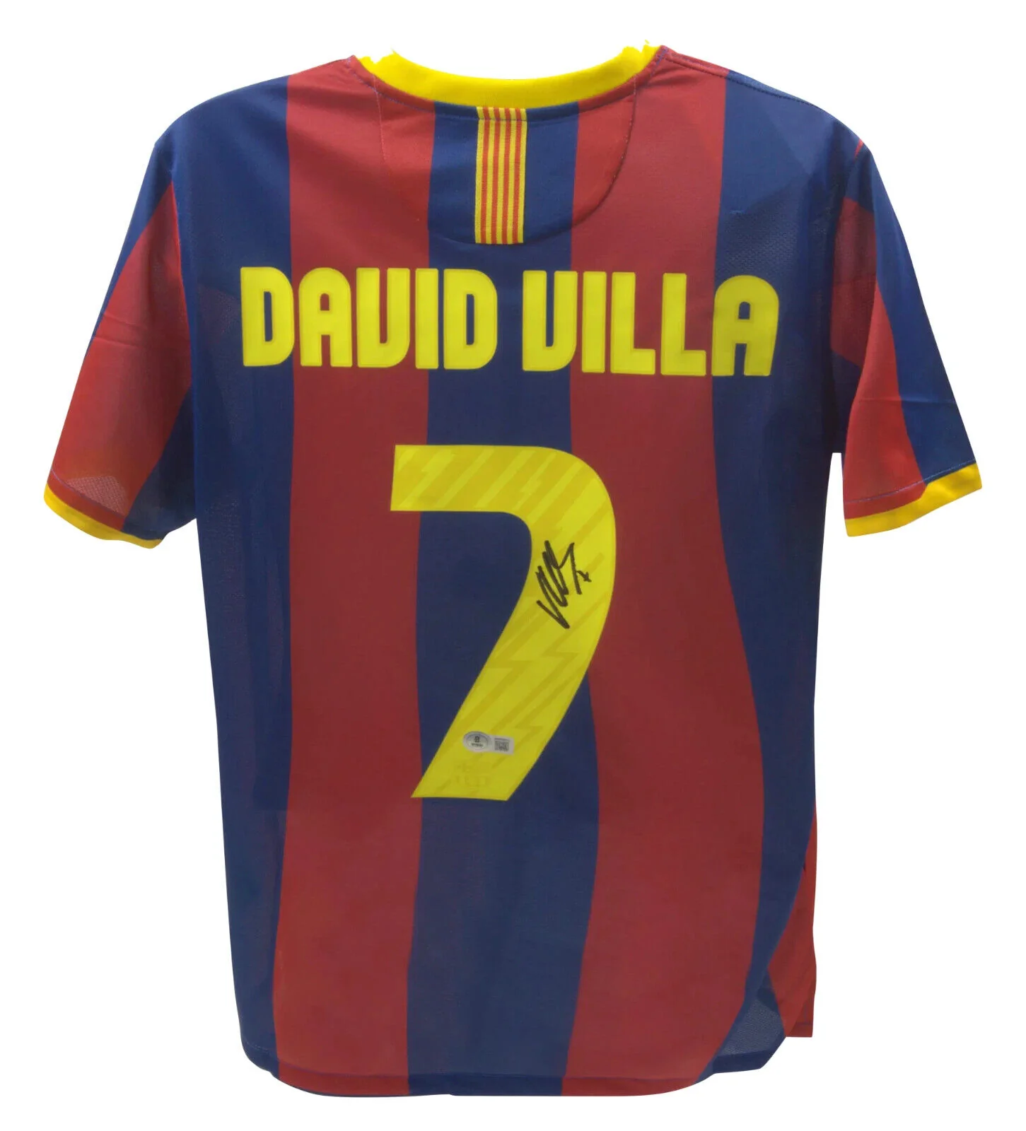 David Villa Signed FC Barcelona Home Soccer Jersey #7 with Beckett Witness - Image 3