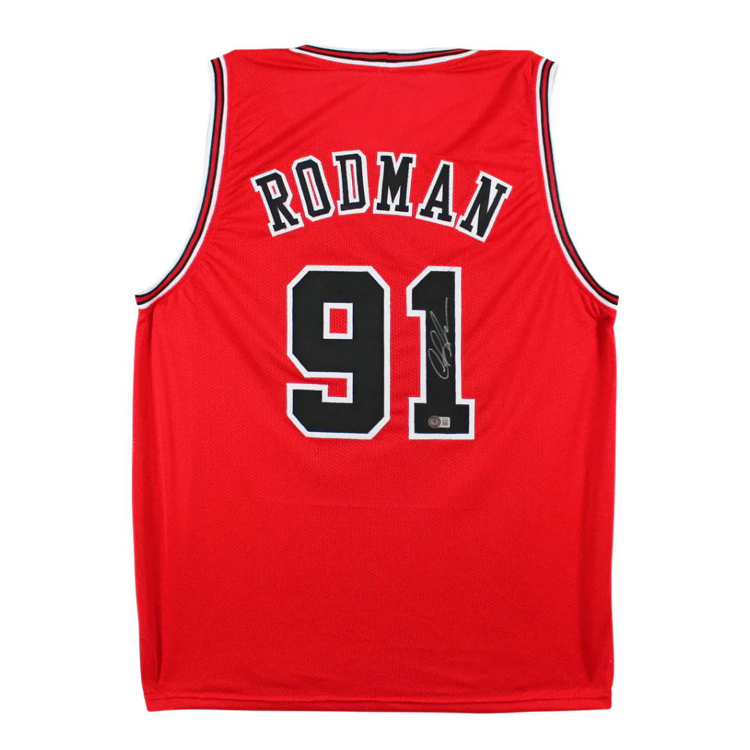 Dennis Rodman Signed Chicago Bulls Basketball Jersey with Beckett Witness - Image 2