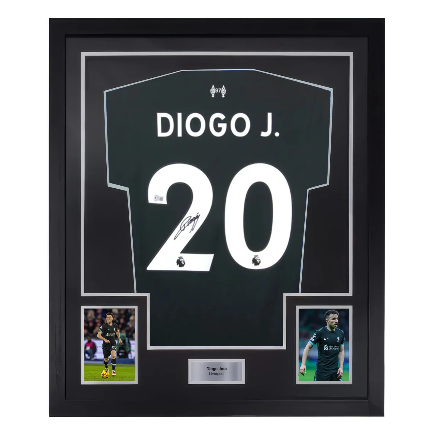 Framed Diogo Jota Signed Liverpool FC Away Soccer Jersey #20 with Beckett COA