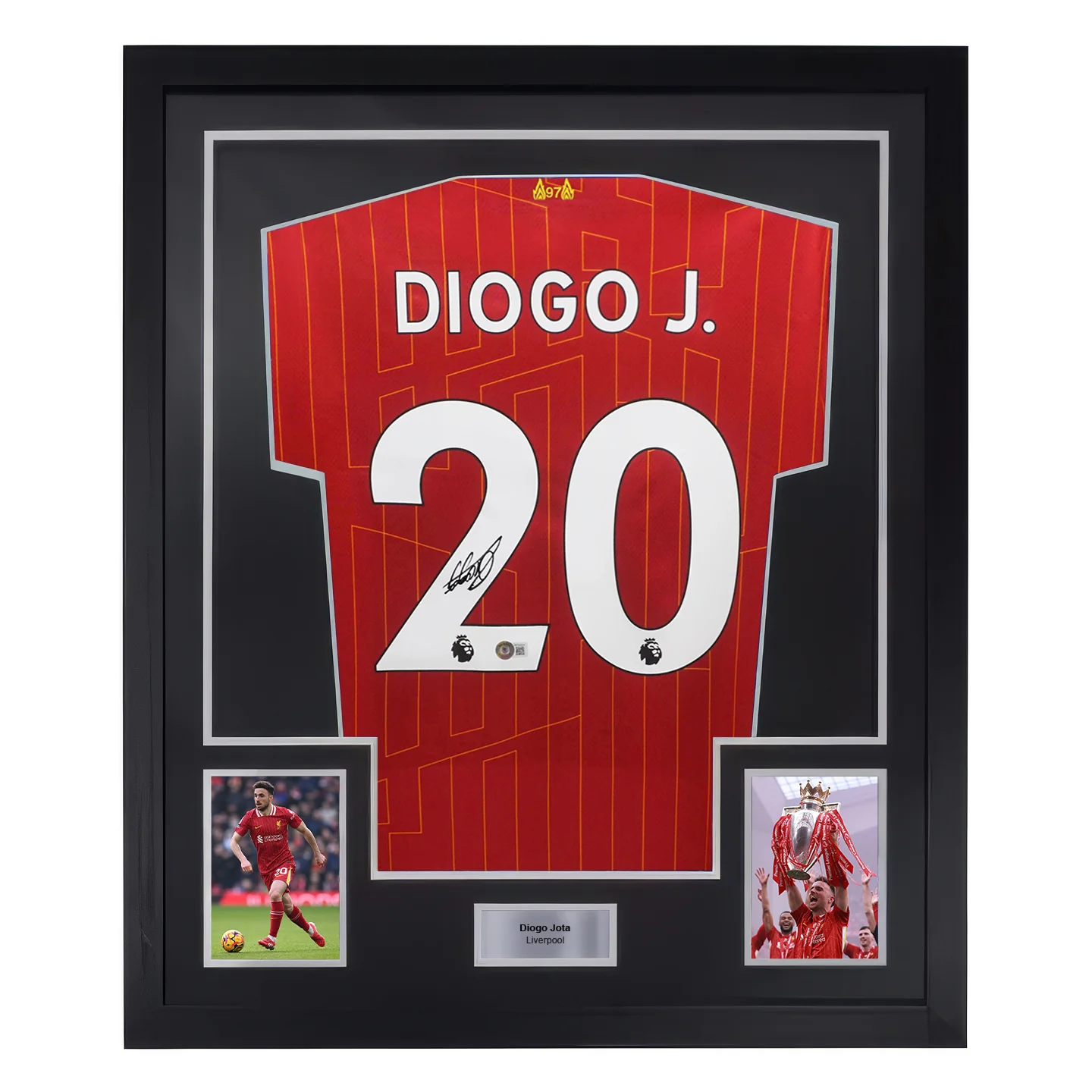 Framed Diogo Jota Signed Liverpool FC Home Soccer Jersey #20 with Beckett COA