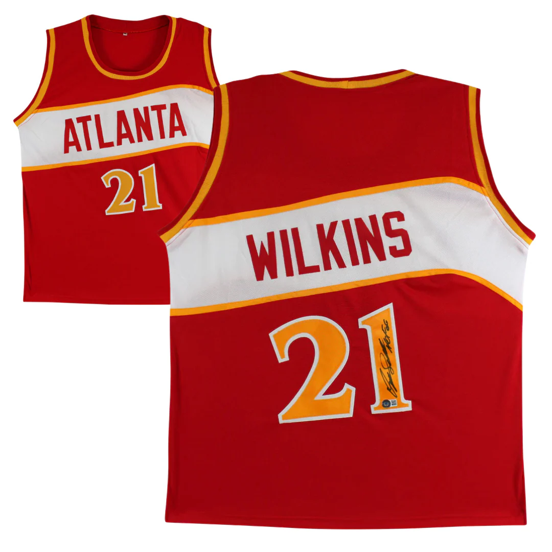Dominique Wilkins Signed & Inscribed Atlanta Hawks Basketball Jersey with Beckett COA