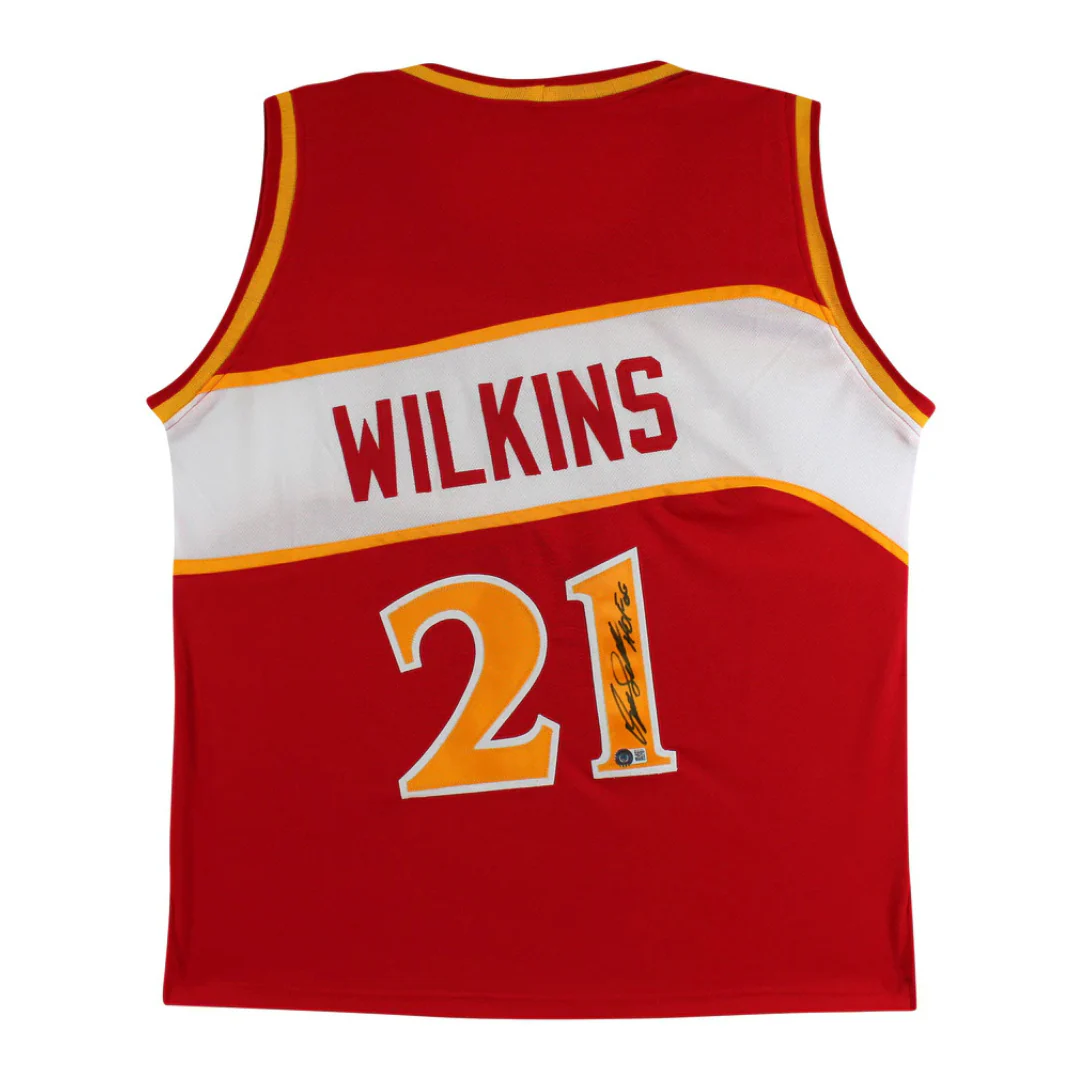 Dominique Wilkins Signed & Inscribed Atlanta Hawks Basketball Jersey with Beckett COA - Image 2