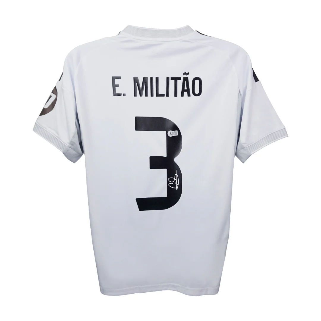 Eder Militao Signed Real Madrid FC Home Soccer Jersey #3 with Beckett Witness - Image 3