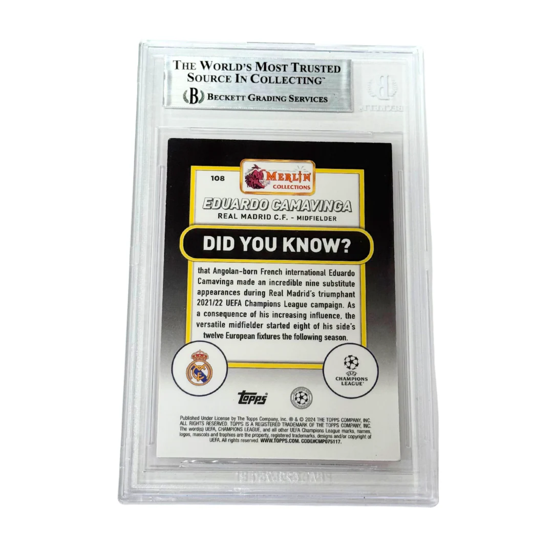 Eduardo Camavinga Signed 2023-24 Topps Merlin UCC Pink Mojo - Beckett Witness - Image 2