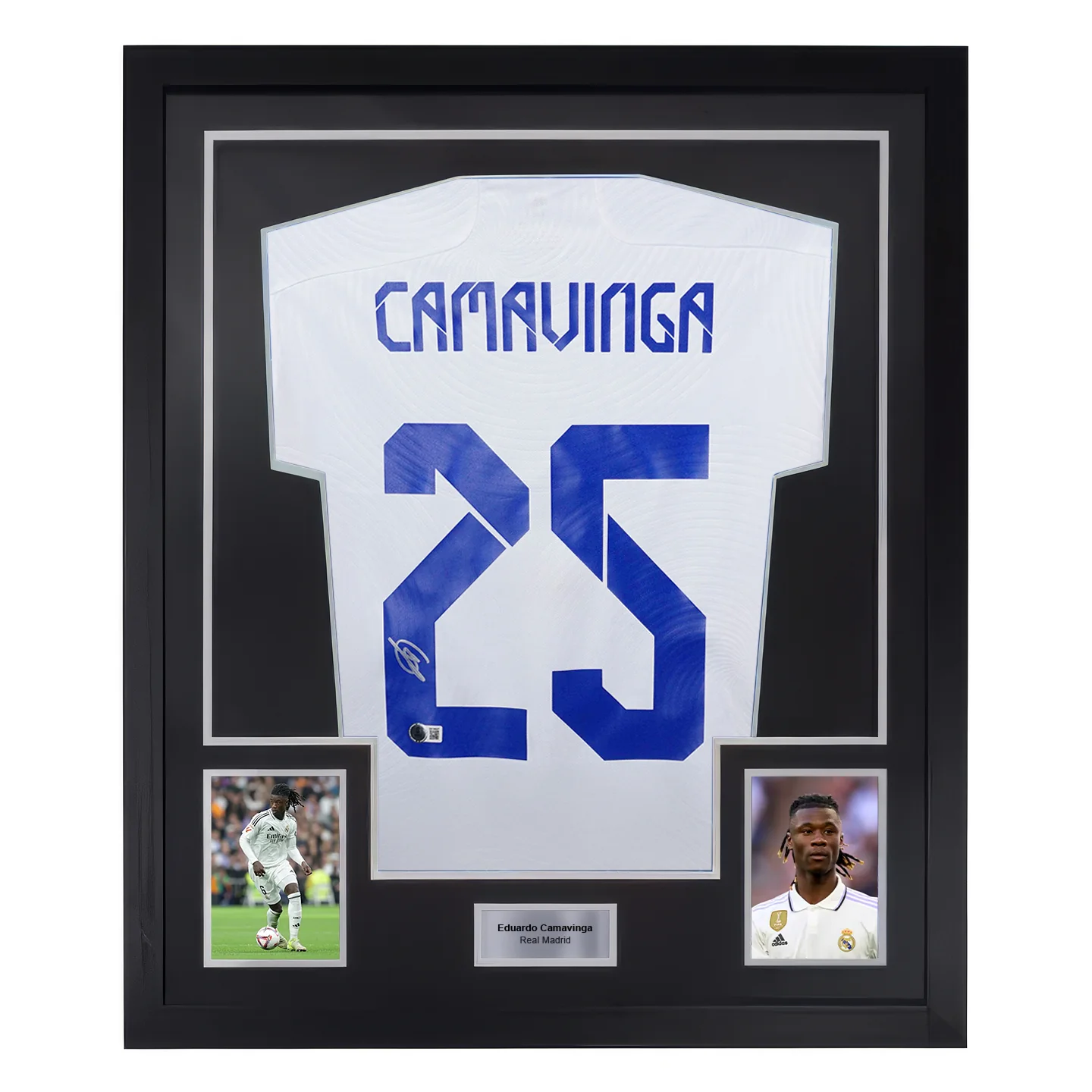 Framed Eduardo Camavinga Signed Real Madrid FC Soccer Jersey #25 with Beckett Witness