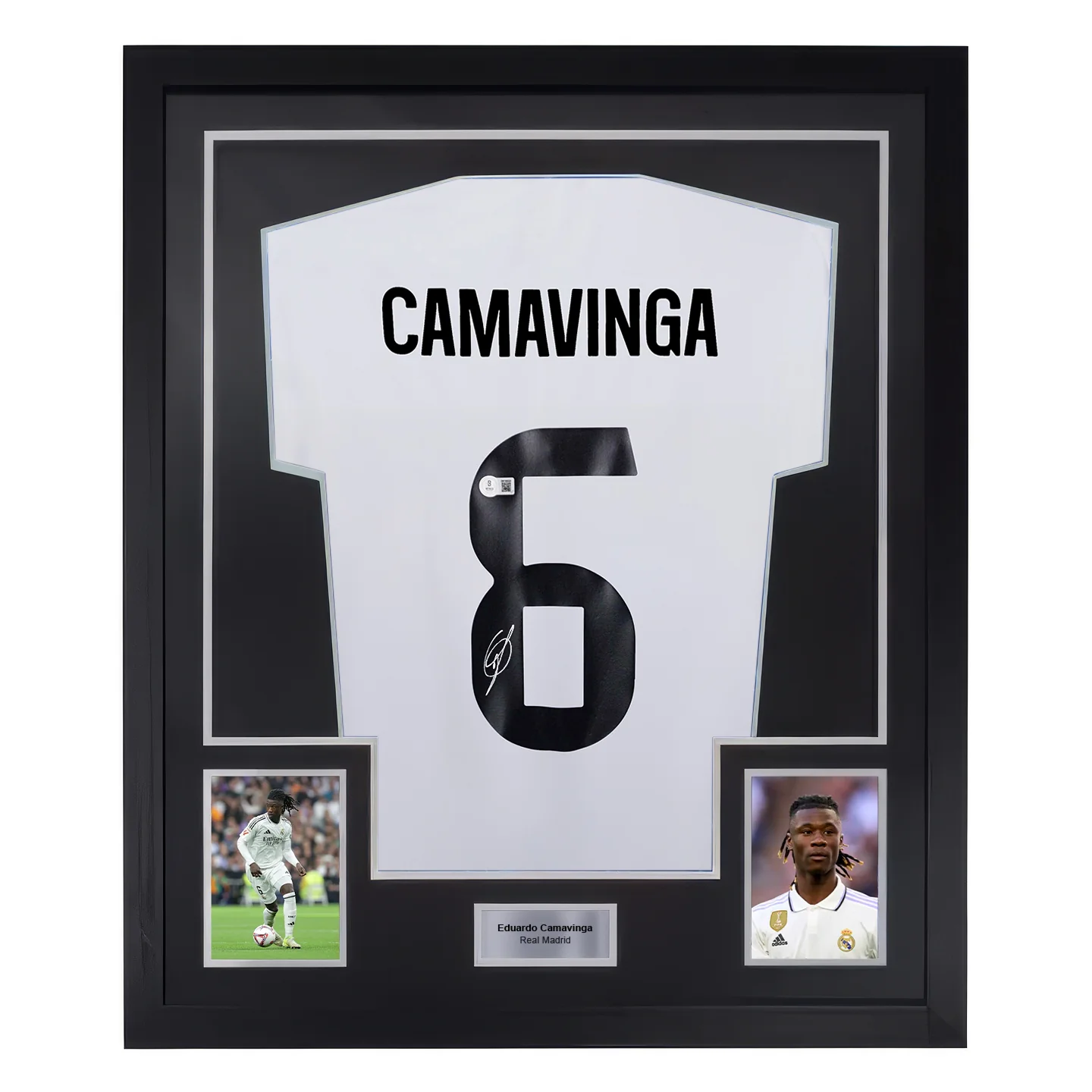 Framed Eduardo Camavinga Signed Real Madrid FC Soccer Jersey #6 with Beckett Witness