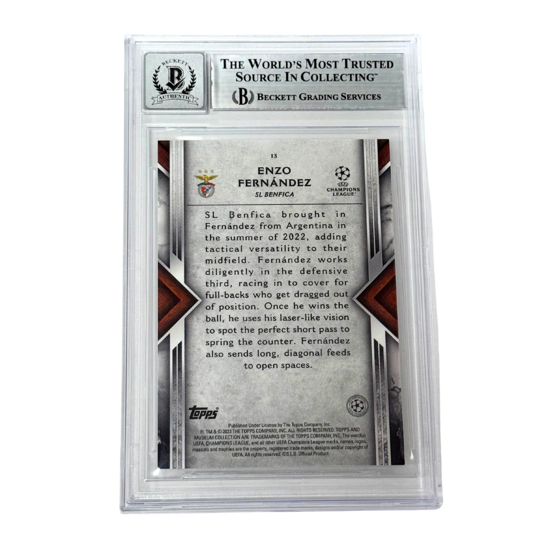 Enzo Fernandez Signed 2022-23 Topps Museum UCL #13 Rookie - Beckett Witness - Image 2