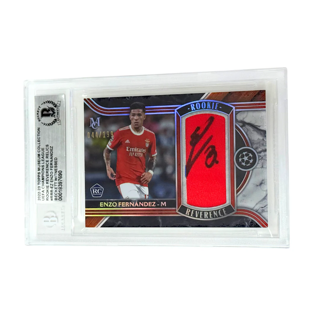 Enzo Fernandez Signed 2022-23 Topps Museum UCL Rookie Relics - Beckett Witness