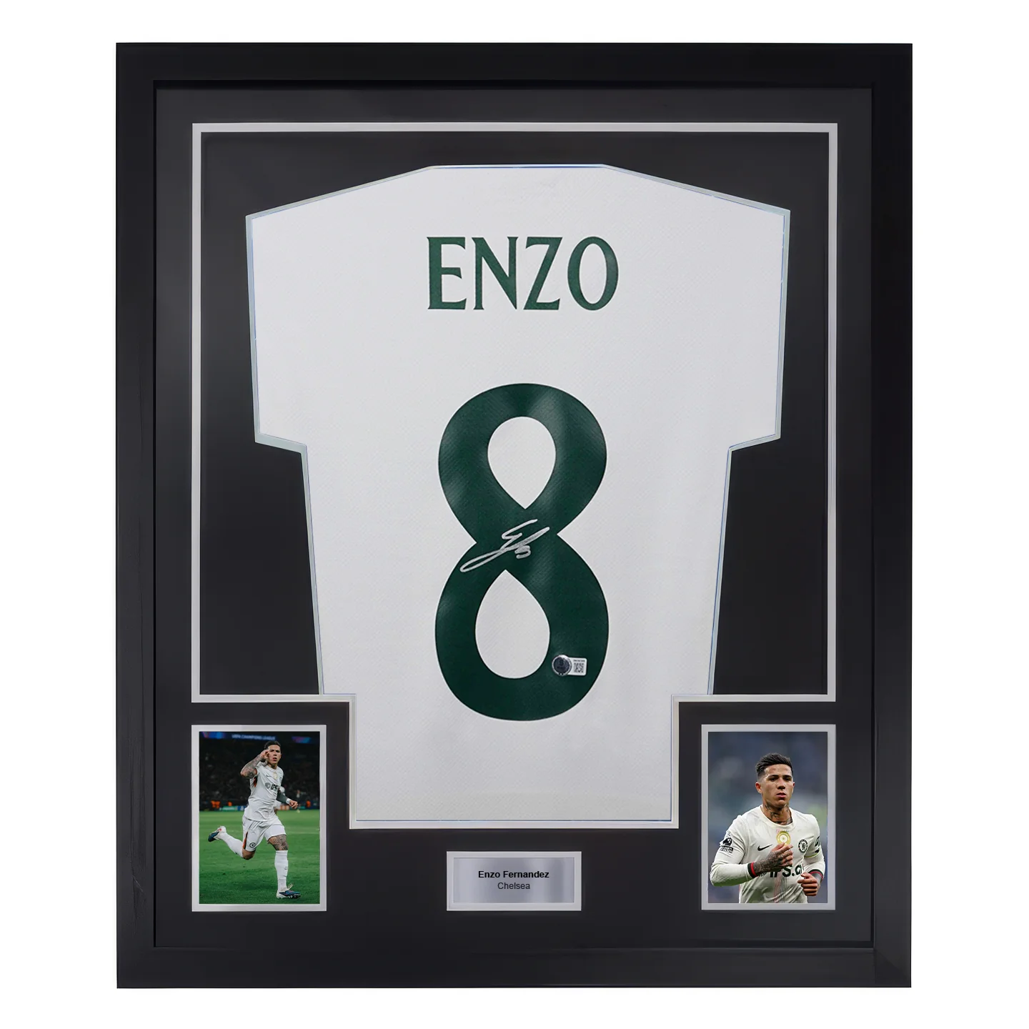 Framed Enzo Fernandez Signed Chelsea Away Soccer Jersey #8 with Beckett Witness