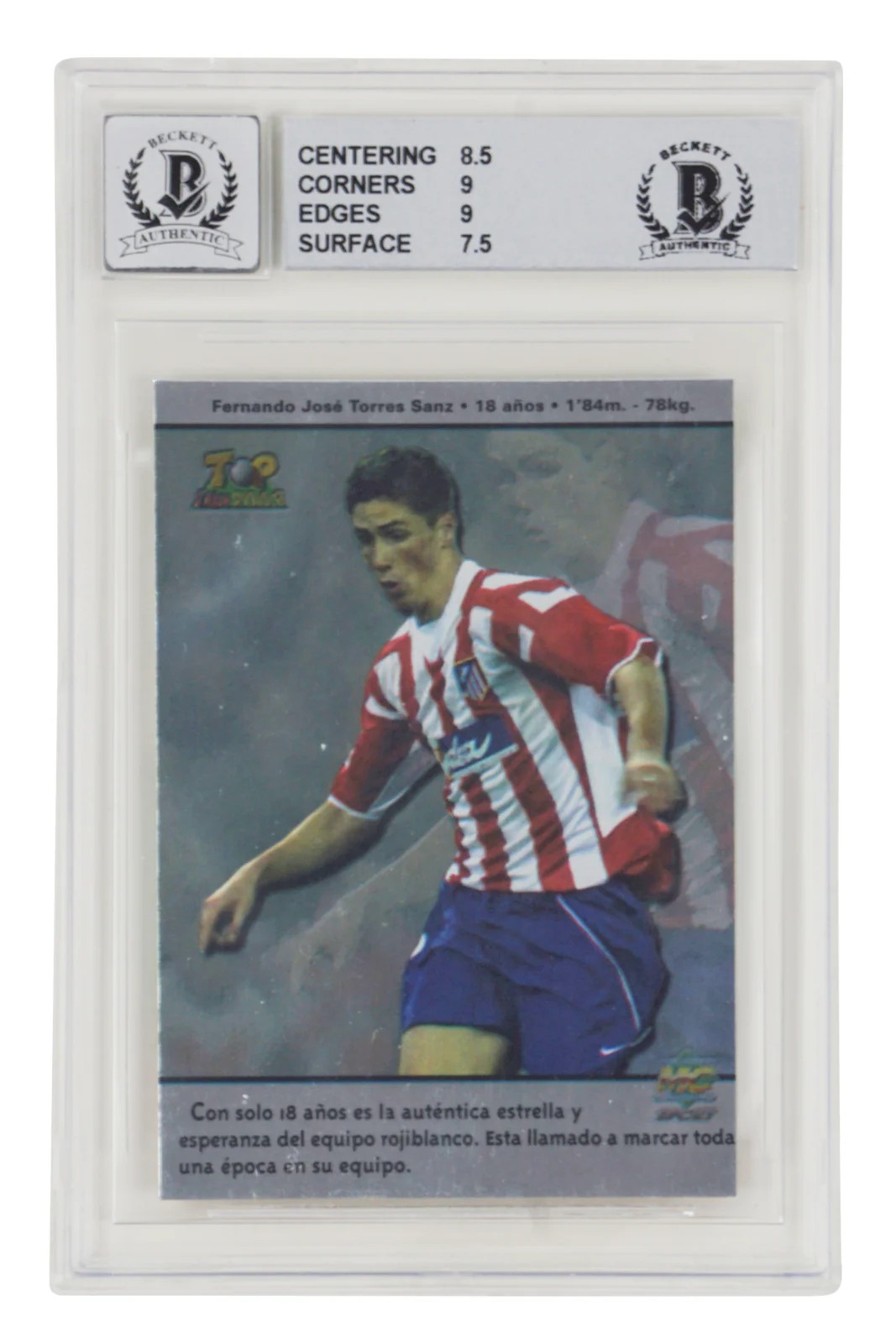 Fernando Torres Signed 2002-03 Mundicromo Top Liga Rookie Card - BGS 8 Auto 10 - Image 2