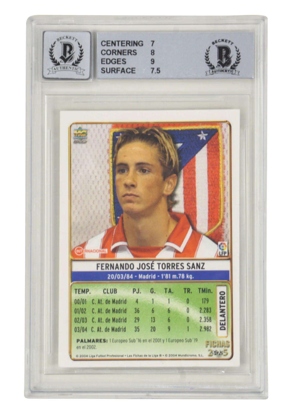 Fernando Torres Signed 2004-05 Mundicromo Las Fichas - BGS 7.5 Autograph 10 - Image 2
