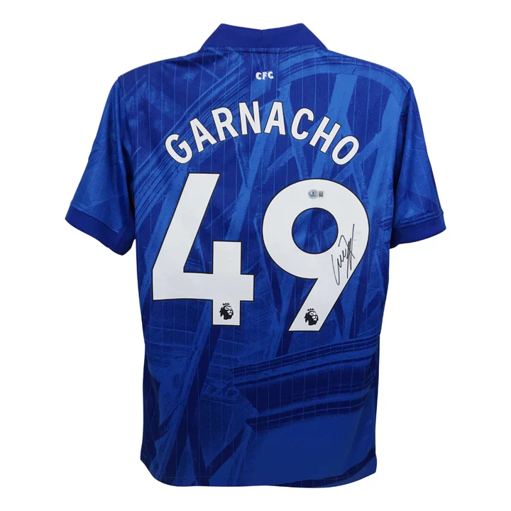 Framed Alejandro Garnacho Signed Chelsea FC Home Soccer Jersey #49 with Beckett COA - Image 3