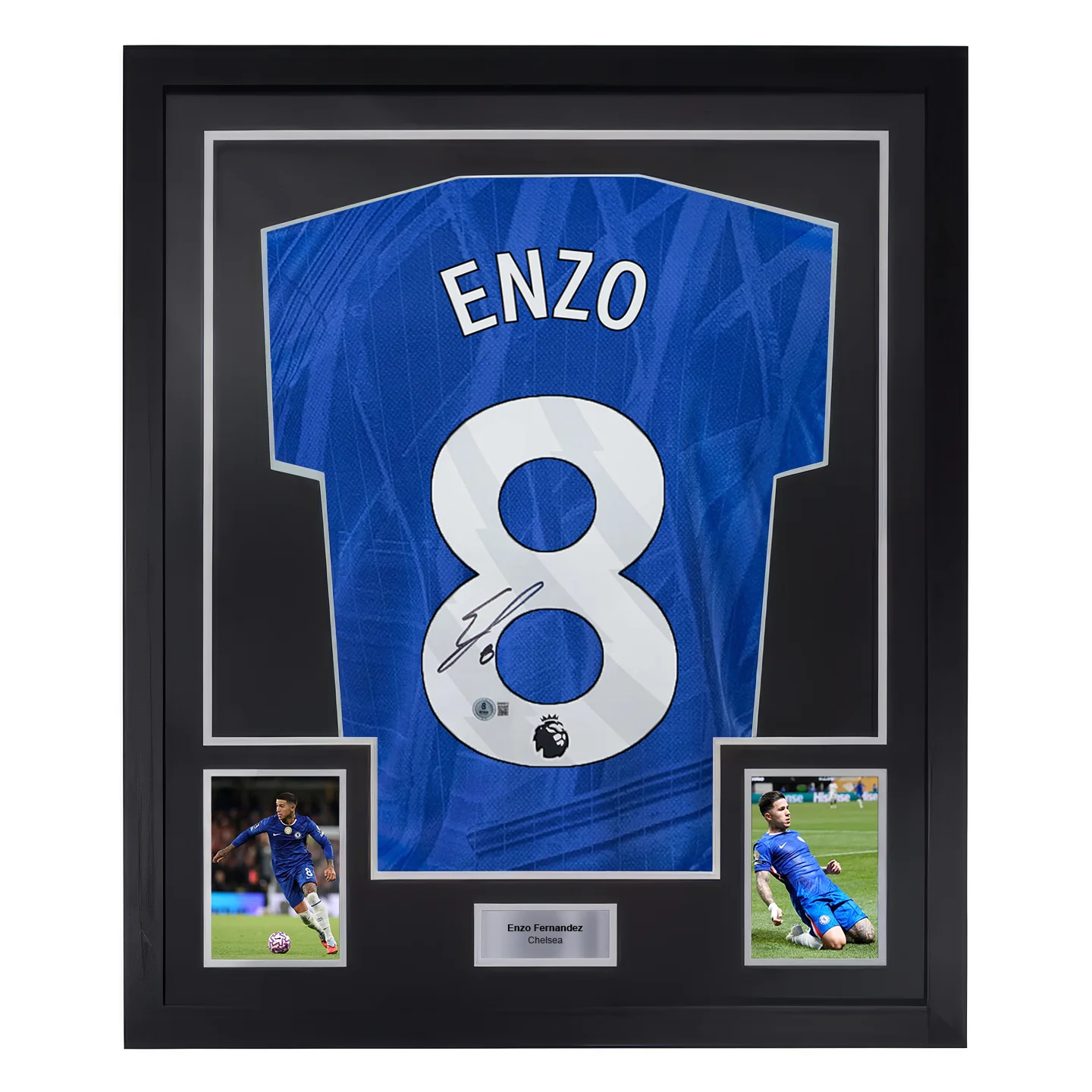 Framed Enzo Fernandez Signed Chelsea FC 2025-26 Home Soccer Jersey #8 with Beckett Witness