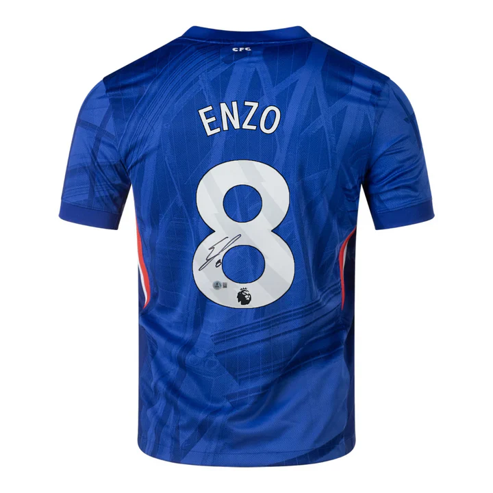 Framed Enzo Fernandez Signed Chelsea FC 2025-26 Home Soccer Jersey #8 with Beckett Witness - Image 3