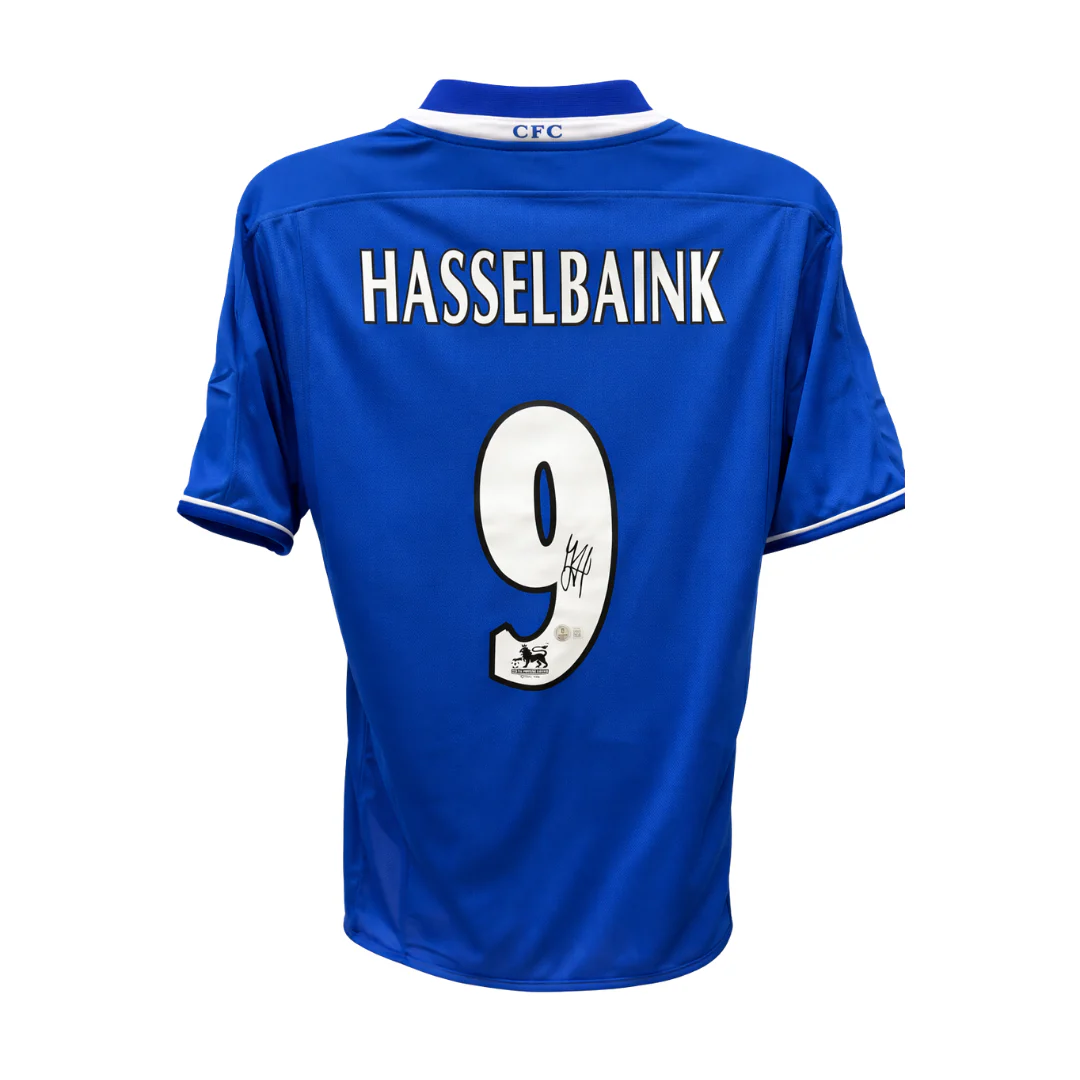 Framed Jimmy Floyd Hasselbaink Signed Chelsea Soccer Jersey #9 with Beckett COA - Image 3