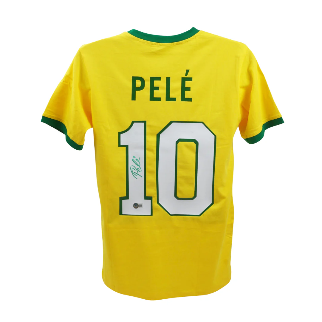 Pele Signed Vintage Brazil FC Home Soccer Jersey #10 with Beckett COA - Image 3