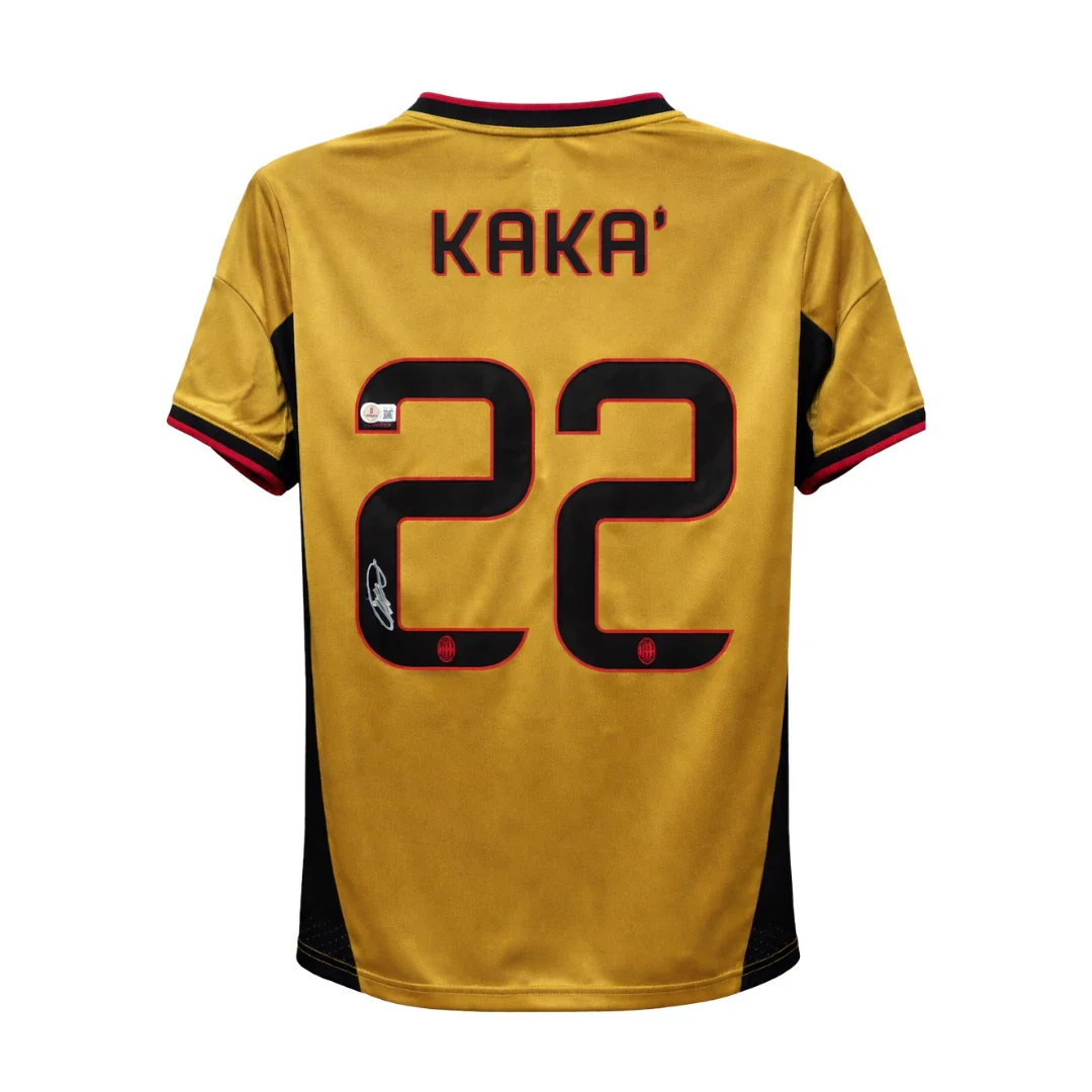 Framed Ricardo Kaka Signed AC Milan Away Soccer Jersey #22 with Beckett COA - Image 3