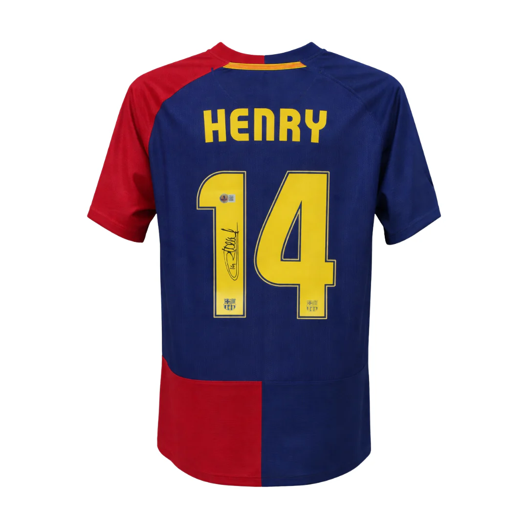 Framed Thierry Henry Signed Barcelona Home Soccer Jersey #14 with Beckett COA - Image 3