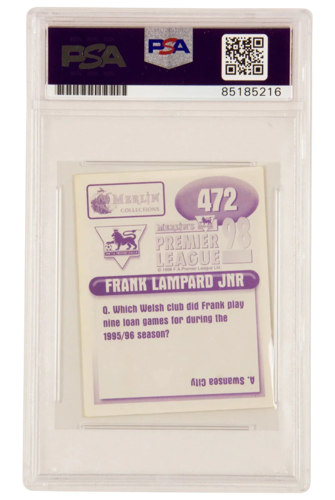 Frank Lampard Signed 1998 Merlin Premier League Sticker #472 – PSA 10 Autograph - Image 2