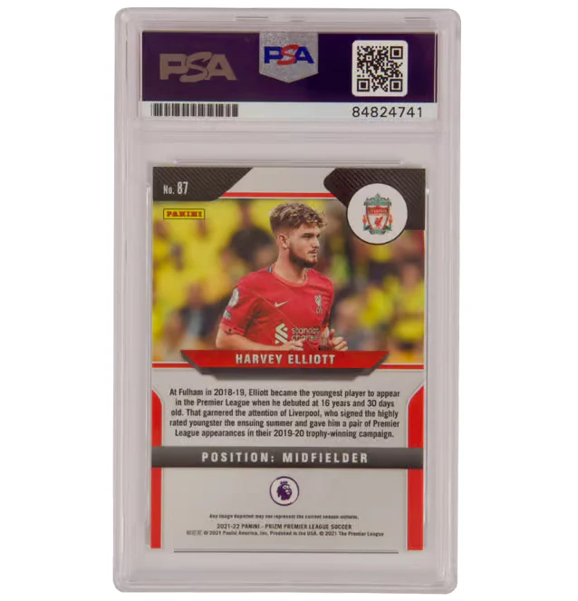 Harvey Elliott Signed 2021-22 Panini Prizm Premier League #87 – PSA 9 Autograph - Image 2