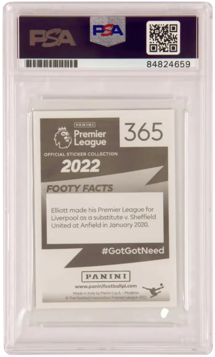 Harvey Elliott Signed 2022 Panini Premier League Sticker #365 – PSA 10 Autograph - Image 2
