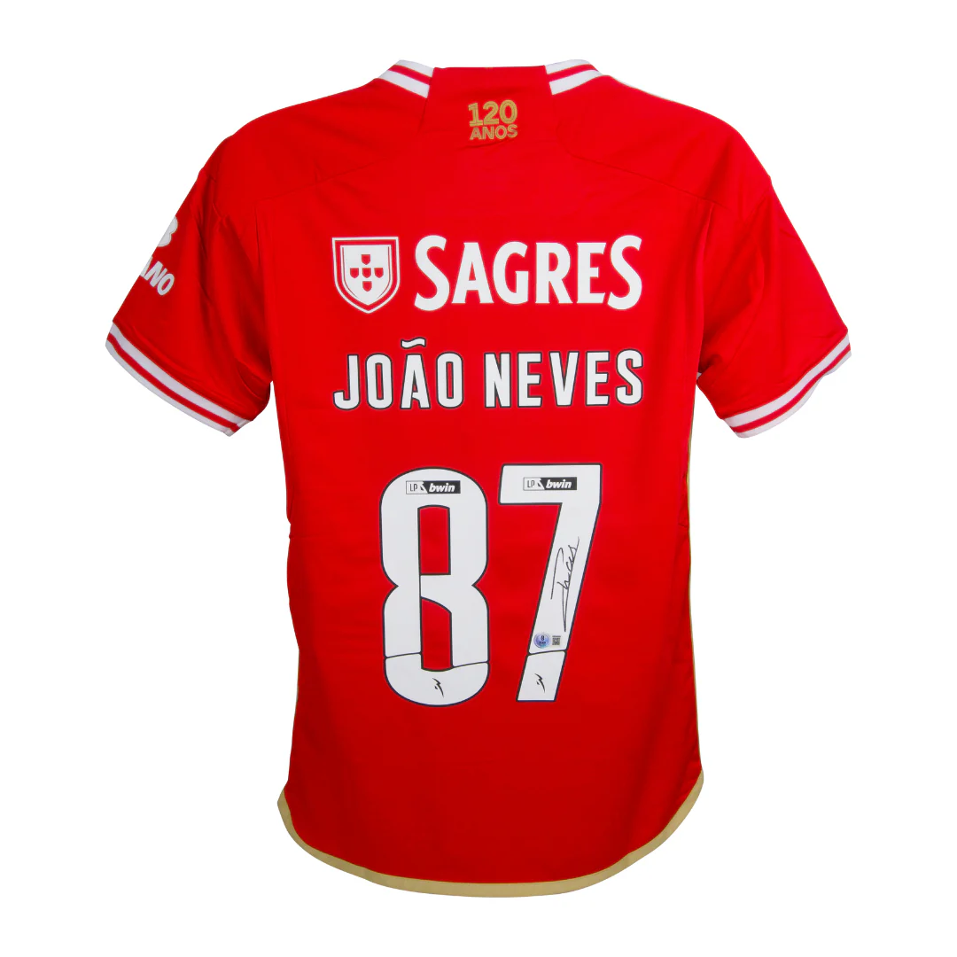 Framed Joao Neves Signed Benfica Home Soccer Jersey #87 with Beckett Witness - Image 3