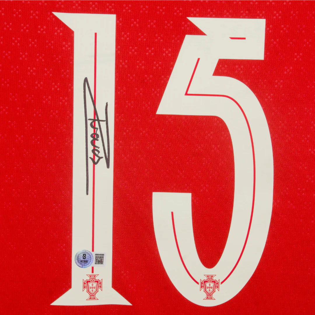 Framed Joao Neves Signed Portugal FC Home Soccer Jersey #15 with Beckett Witness - Image 2